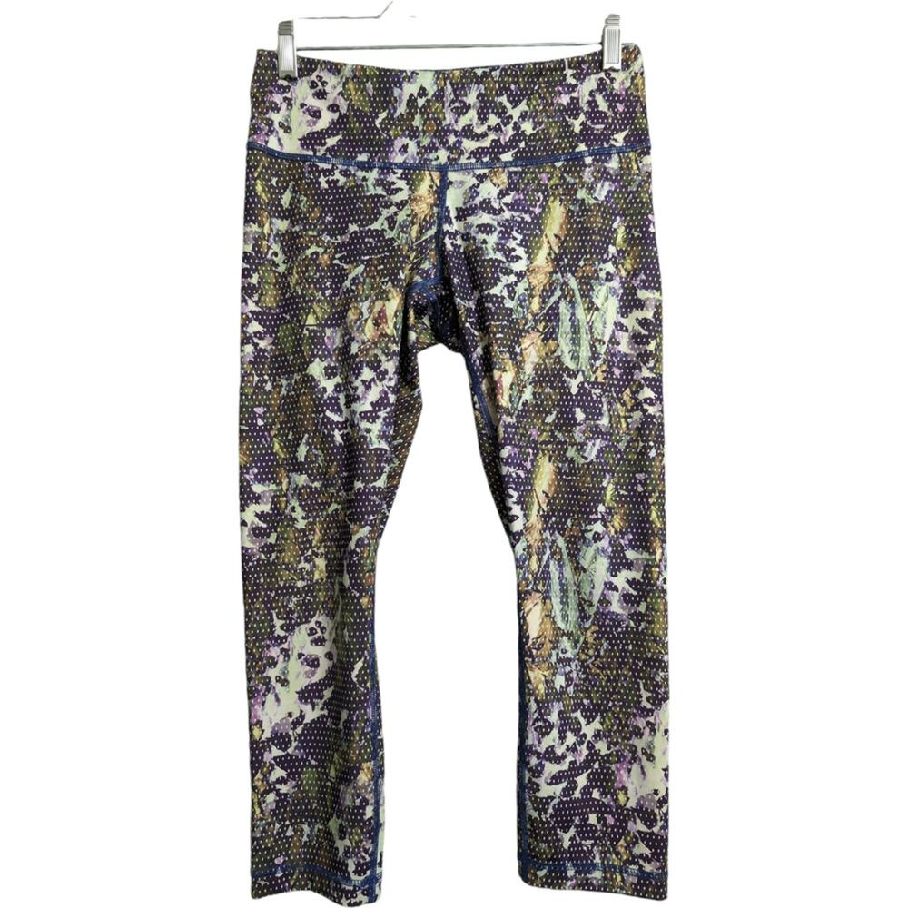 Lululemon Green Floral Patterned High Waisted Wunder Under Leggings Size 6